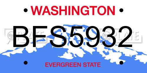 BFS5932 Washington License Plate