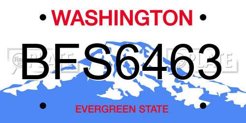 BFS6463 Washington License Plate