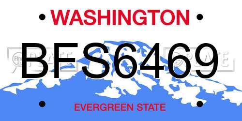 BFS6469 Washington License Plate