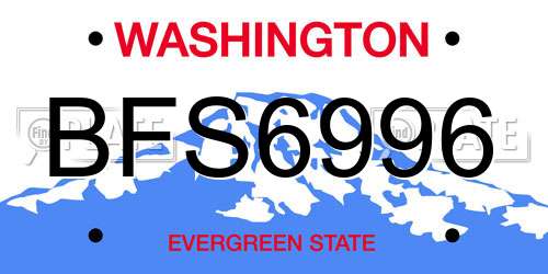 BFS6996 Washington License Plate