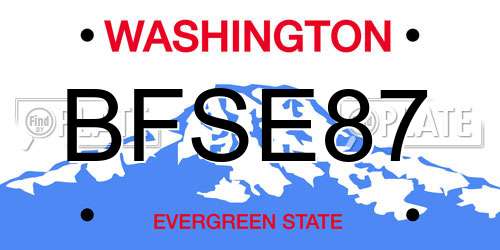 BFSE87 Washington License Plate