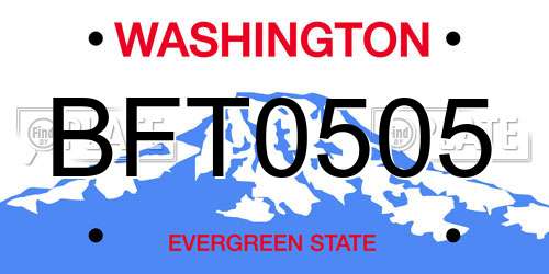 BFT0505 Washington License Plate