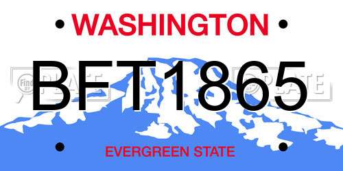 BFT1865 Washington License Plate