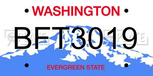 BFT3019 Washington License Plate