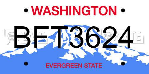 BFT3624 Washington License Plate