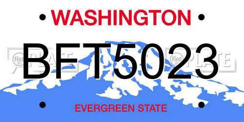 BFT5023 Washington License Plate