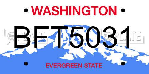 BFT5031 Washington License Plate