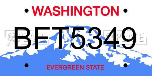 BFT5349 Washington License Plate