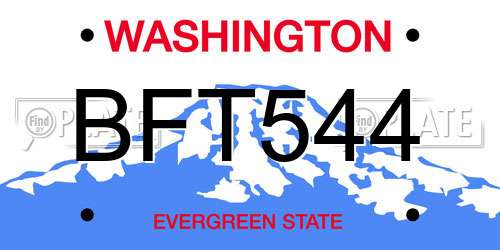 BFT544 Washington License Plate