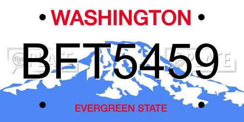 BFT5459 Washington License Plate
