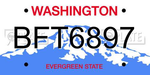BFT6897 Washington License Plate