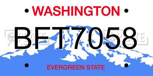 BFT7058 Washington License Plate