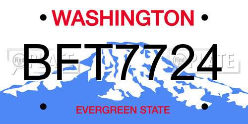 BFT7724 Washington License Plate