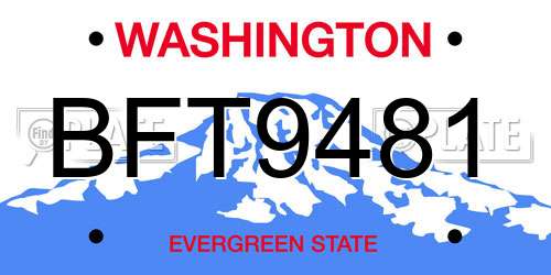 BFT9481 Washington License Plate