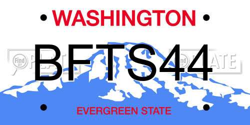 BFTS44 Washington License Plate