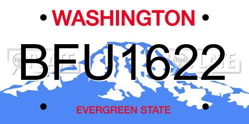 BFU1622 Washington License Plate