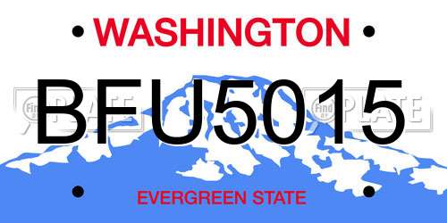 BFU5015 Washington License Plate