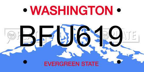 BFU619 Washington License Plate