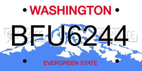 BFU6244 Washington License Plate
