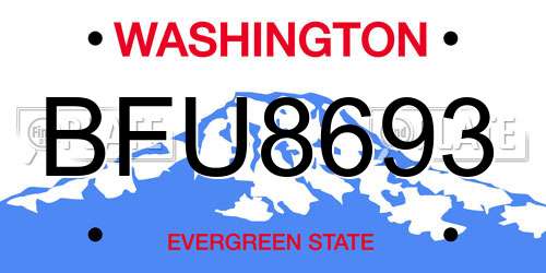 BFU8693 Washington License Plate