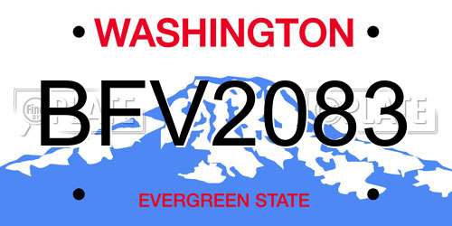 BFV2083 Washington License Plate