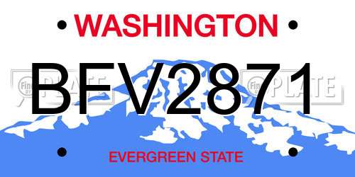 BFV2871 Washington License Plate