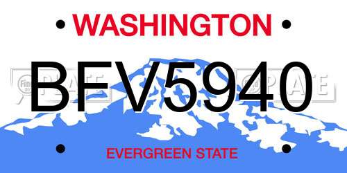 BFV5940 Washington License Plate