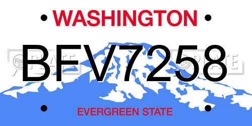 BFV7258 Washington License Plate