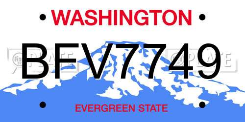 BFV7749 Washington License Plate