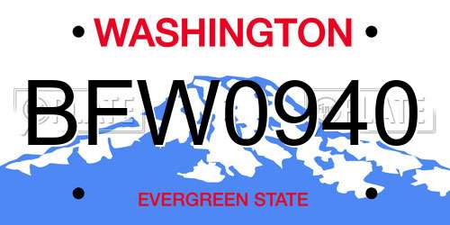 BFW0940 Washington License Plate