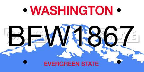 BFW1867 Washington License Plate