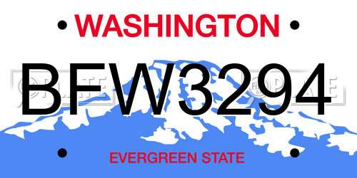 BFW3294 Washington License Plate