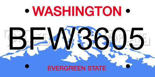 BFW3605 Washington License Plate