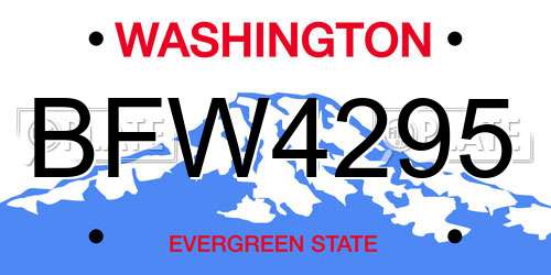 BFW4295 Washington License Plate