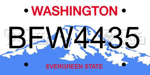 BFW4435 Washington License Plate