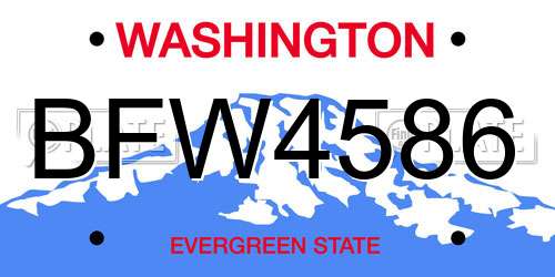 BFW4586 Washington License Plate