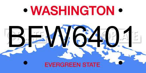 BFW6401 Washington License Plate
