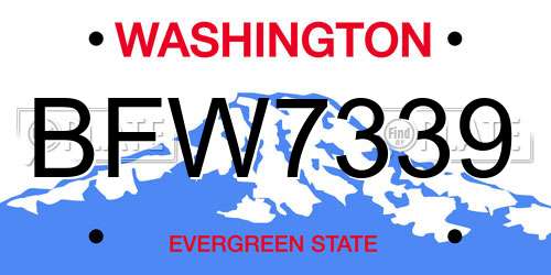 BFW7339 Washington License Plate