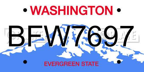 BFW7697 Washington License Plate