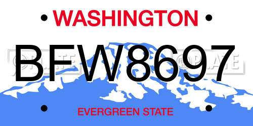 BFW8697 Washington License Plate