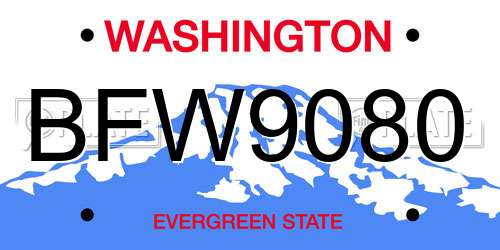 BFW9080 Washington License Plate