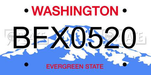 BFX0520 Washington License Plate
