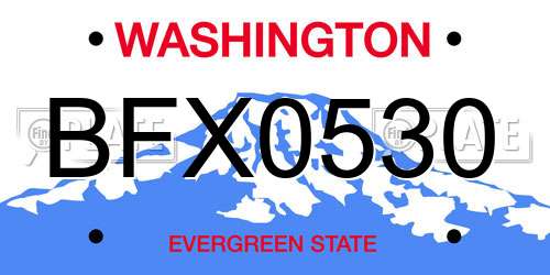 BFX0530 Washington License Plate