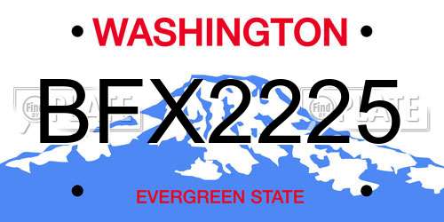 BFX2225 Washington License Plate