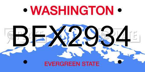 BFX2934 Washington License Plate