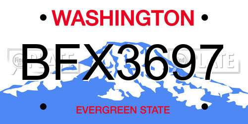 BFX3697 Washington License Plate