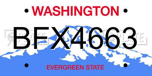 BFX4663 Washington License Plate