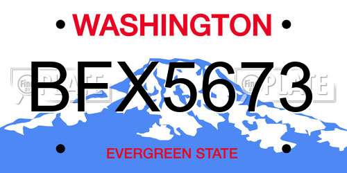 BFX5673 Washington License Plate