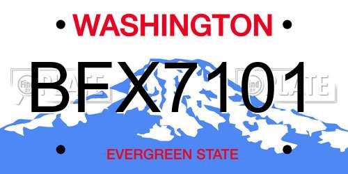 BFX7101 Washington License Plate