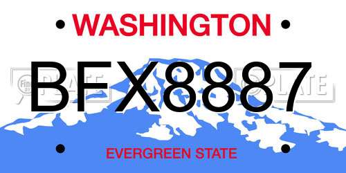 BFX8887 Washington License Plate